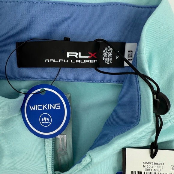 Ralph Lauren RLX Men’s Size Small 1/4 zip Soft aqua pullover shirt top NWT - Picture 6 of 11